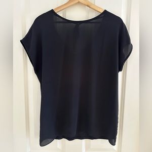 Open scoop back black blouse